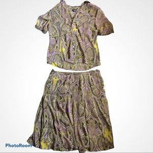 Jones New York 100% Silk Set Top (10P) Skirt (12P)